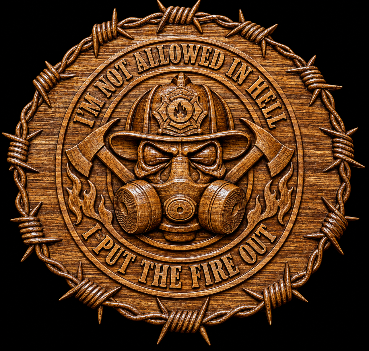 Firefighter custom CNC carving by Singed Impressions
